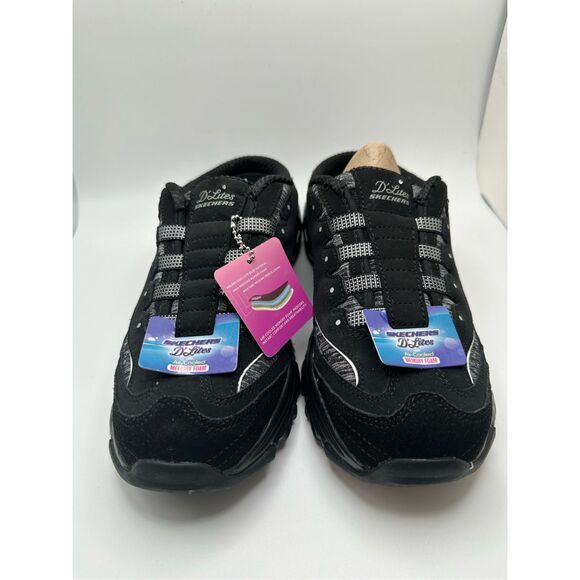 Skechers Sport Women's D'Lites Slip-On Mule Sneaker 8 BLACK - Picture 2 of 7